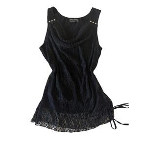 vintage y2k tango mango black lace cowl tank top size small whimsigoth
